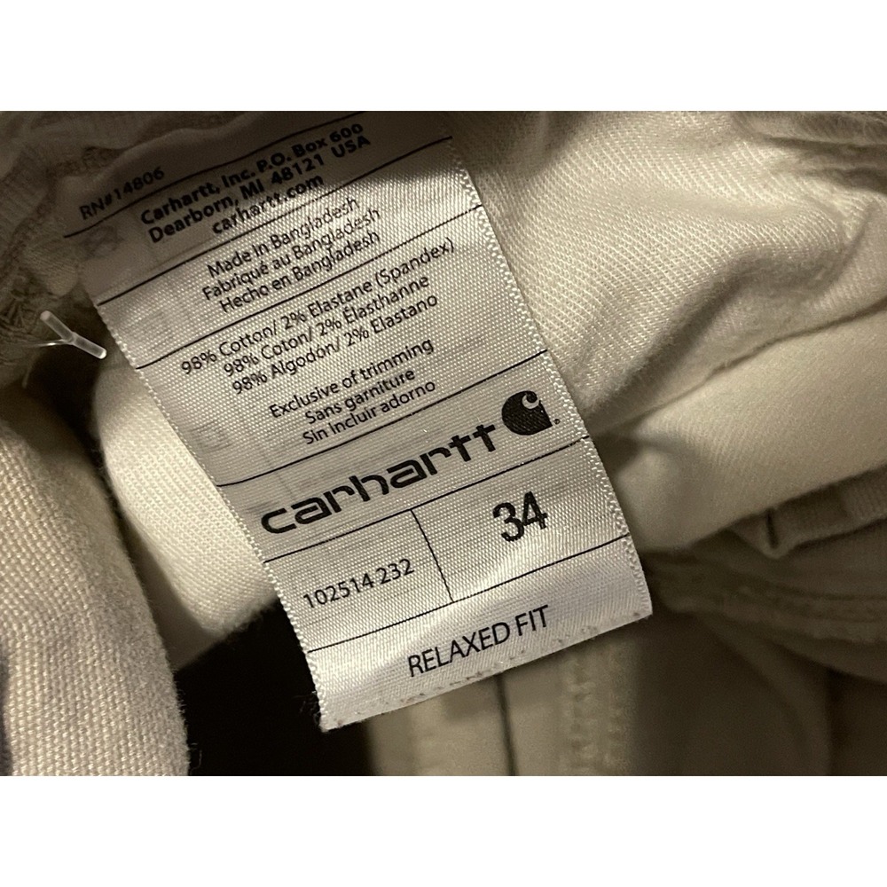 Carhartt Men's Khaki Cargo Canvas Shorts Size 34 - Picture 6 of 6